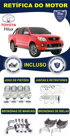 Retífica de motor Toyota Hilux peças originais pacote completo Rw motores